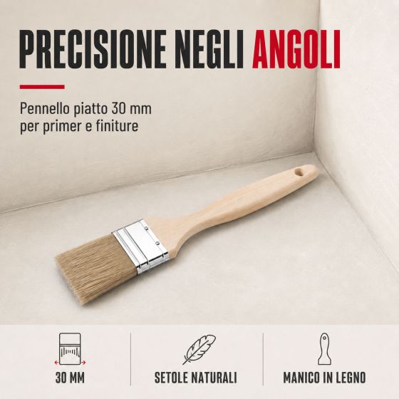 PENNELLO PIATTO SFRANGIATO IN LEGNO 30 mm - Pennello piatto sfrangiato in legno 30 mm