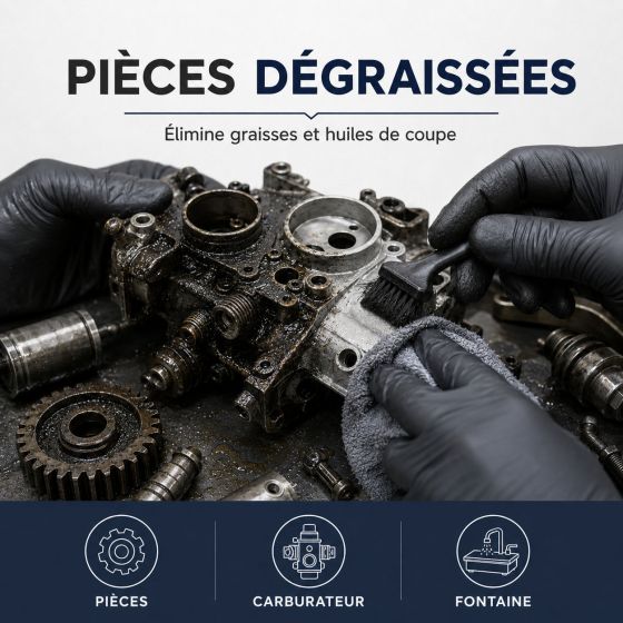 DÉGRAISSANT PIÈCES MÉCANIQUES - Solvant dégraissage Mécanique Nettoyant injecteur carburateur Fontaine graisse huile de coupe