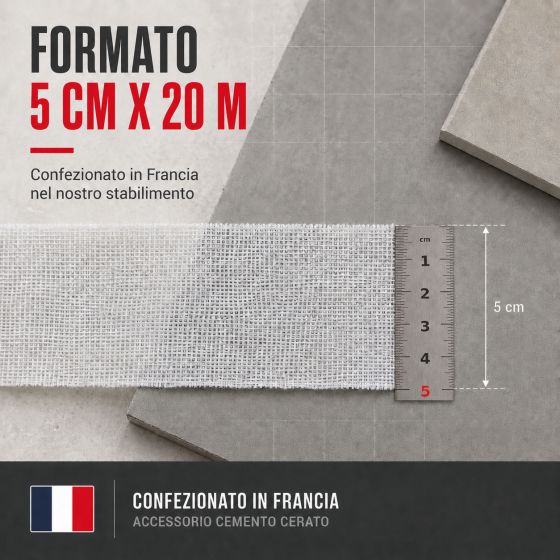 GARZA DI TELA 5cmx20m - garza di tela per il trattamento delle giunzioni di cemento cerato su supporti mobili e fessure