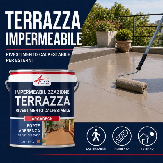 Guaina liquida calpestabile, Guaina per terrazzi calpestabile, impermeabilizzazione con ARCADECK