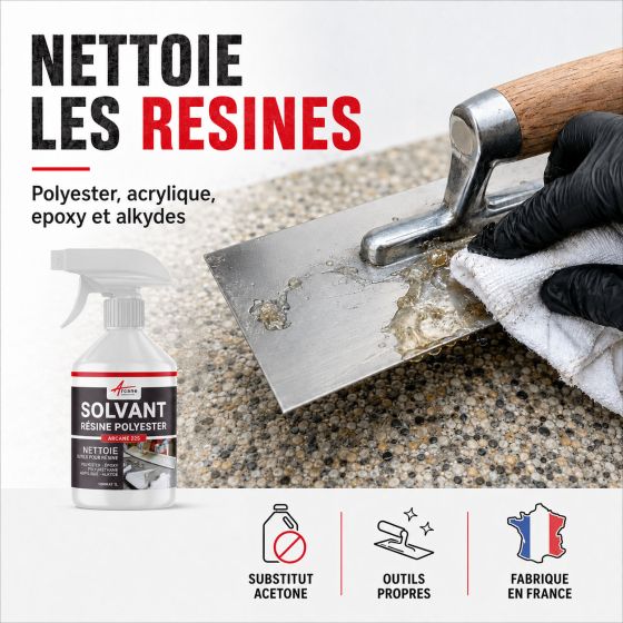 SOLVANT RÉSINE POLYESTER - Nettoyant résine polyester synthétique naturelle Gel coat Substitut acétone Collage élastomère