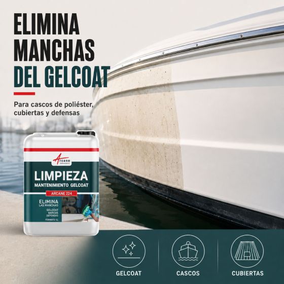 LIMPIEZA MANTENIMIENTO GELCOAT - Limpiador para cascos de poliéster, cubierta de gelcoat, defensas. Mantenimiento de barcos