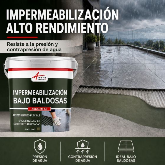 Mortero de impermeabilización bajo baldosas: ARCACIM S2