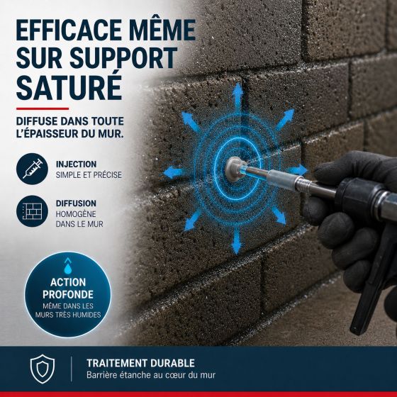 Barrière étanche, produit d'injection pour mur humide : ARCAFLUID