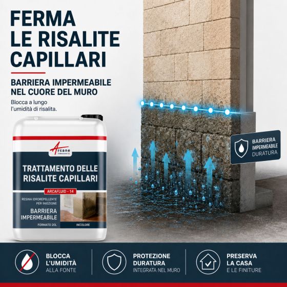 Trattamento antiumidità pareti umide, Barriera impermeabile ARCAFLUID - 14