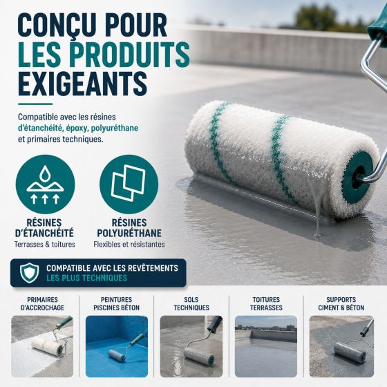 Manchon à peinture à poils longs polyamide 100 mm / 180 mm / 500 mm