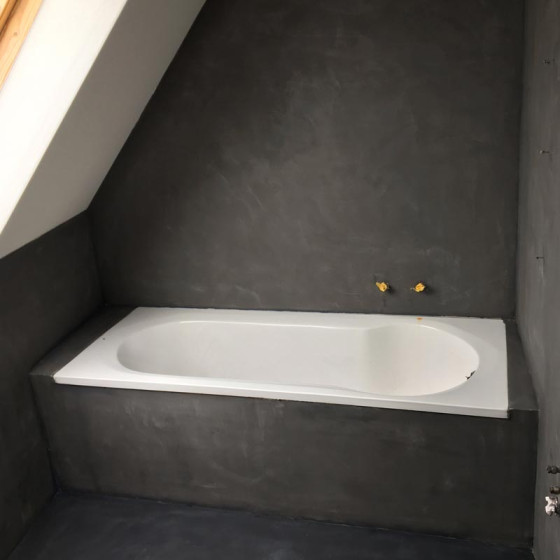 KIT BÉTON CIRÉ SALLE DE BAINS - DOUCHE ITALIENNE - Béton ciré salle de bain douche italienne pièce d'eau