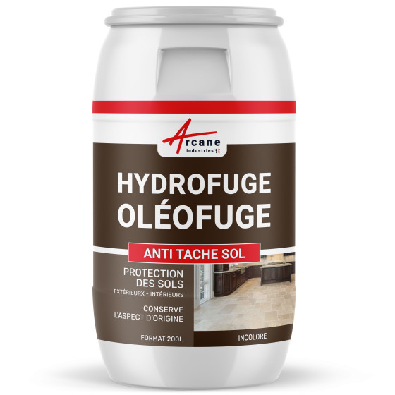 Hydrofuge oléofuge imperméabilisant travertin et sols poreux : ANTI TACHES SOL-200L-Transparent-Couleur / Aspect