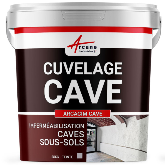 Enduit de cuvelage pour cave sous-sols garage : ARCACIM CAVE-25Kg-Gris-Couleur / Aspect