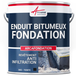 Enduit bitumeux d'imperméabilisation pour fondation parpaing maison : ARCAFONDATION-5Kg-Noir-Couleur / Aspect