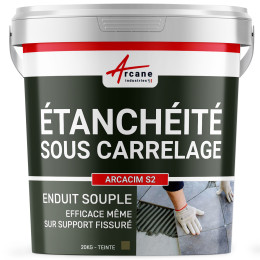 Enduit d'imperméabilisation sous carrelage : ARCACIM S2-20Kg-Gris-marron-Couleur / Aspect