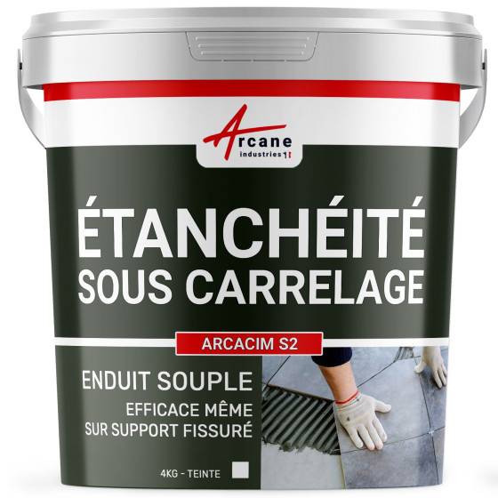 Enduit d'imperméabilisation sous carrelage : ARCACIM S2-4Kg-Blanc-Couleur / Aspect