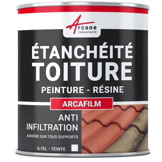 Résine d'Etanchéité - Peinture d'Etanchéité - Spécial Toit en Pente : ARCAFILM-0-75l-Blanc-Couleur / Aspect Résine d'Etanchéité - Peinture d'Etanchéité - Spécial Toit en Pente : ARCAFILM-0-75l-Blanc-Couleur / Aspect