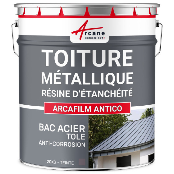 Résine d'étanchéité toiture et bac acier revêtement étanche: ARCAFILM ANTICO-20kg-Gris-orage-Couleur / Aspect