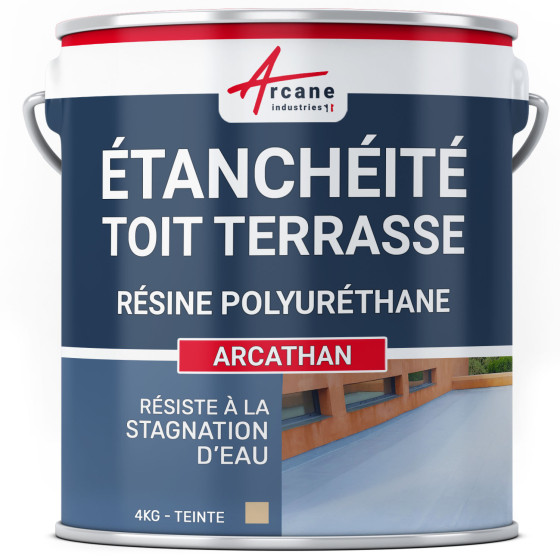 Étanchéité toit terrasse et plat  - Résine Polyuréthane Colorée : ARCATHAN-4Kg-Beige-pierre-ral-1001-Couleur / Aspect