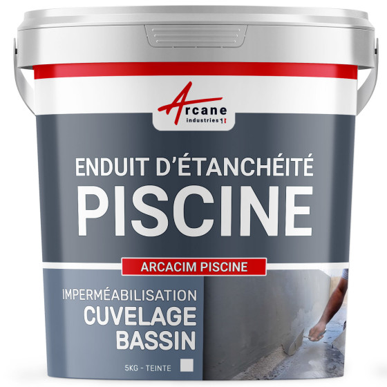 Enduit d'étanchéité hydrofuge piscine bassin : ARCACIM Piscine-5Kg-Blanc-Couleur / Aspect