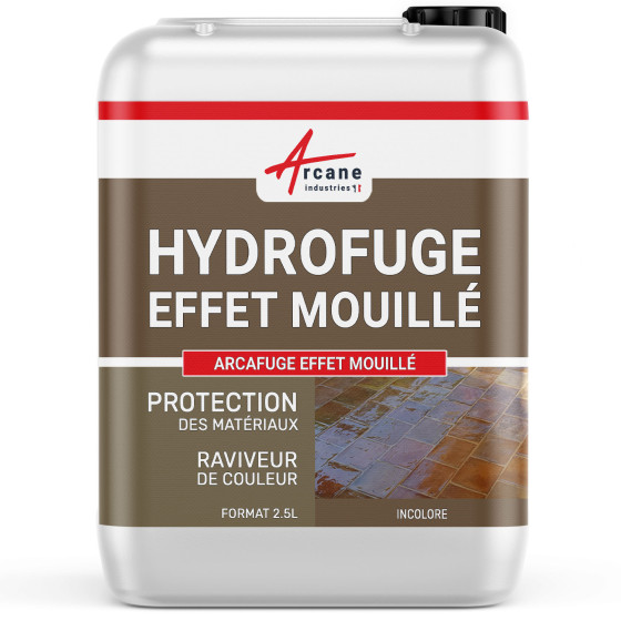 Hydrofuge imperméabilisant effet mouillant: ARCAFUGE Effet mouillé-2-5L-jusqua-25m2-Transparent-Couleur / Aspect