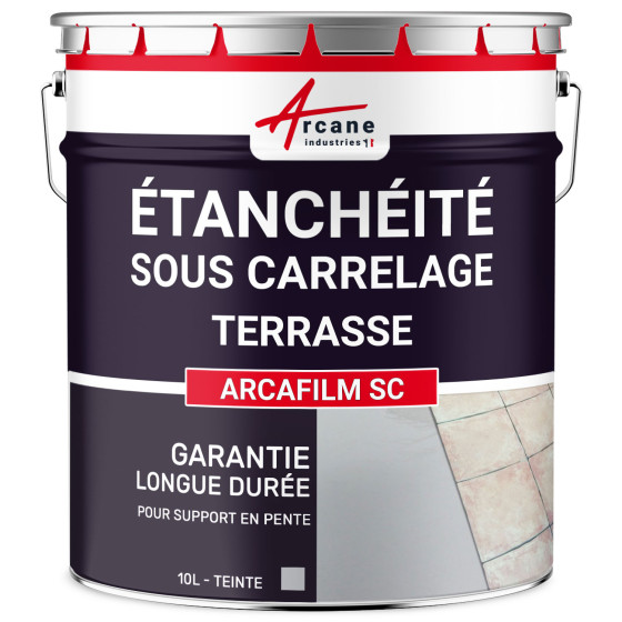 Résine d'étanchéité sous carrelage pour balcon et terrasse en pente : ARCAFILM SC-10l-gris-Couleur / Aspect Résine d'étanchéité sous carrelage pour balcon et terrasse en pente : ARCAFILM SC-10l-gris-Couleur / Aspect