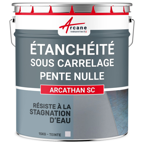 Résine d'étanchéité sous carrelage et dalles de terrasse sur plots: ARCATHAN SC-15Kg-Gris-Couleur / Aspect