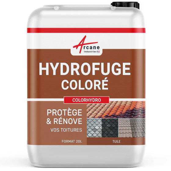 Hydrofuge imperméabilisant  tuiles en béton ciment ardoise: COLORHYDRO-20L-jusqua-80m2-Tuile-ral-8004-Couleur / Aspect