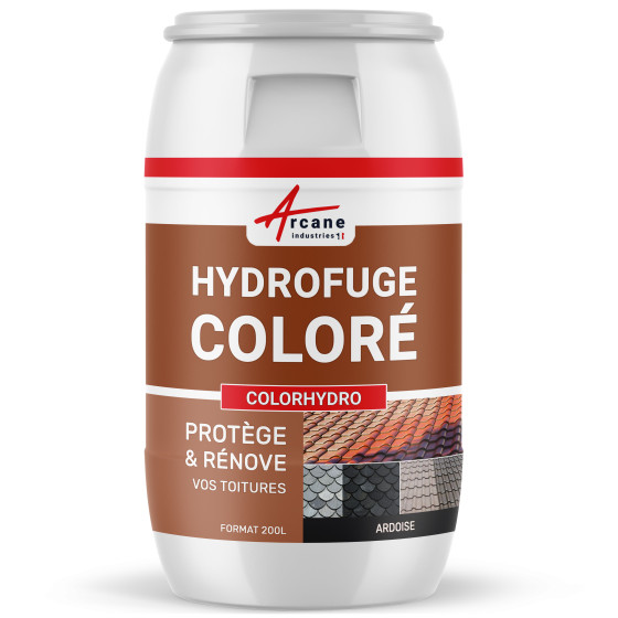 Hydrofuge imperméabilisant  tuiles en béton ciment ardoise: COLORHYDRO-200L-Ardoise-ral-9004-Couleur / Aspect