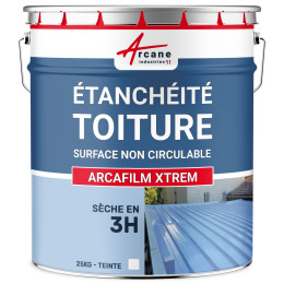 Résine étanchéité toiture - application toute saison : ARCAFILM XTREM-25Kg-jusqua-17m2-2couches-Blanc-Couleur / Aspect