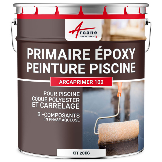 Primaire époxy pour piscine coque polyester et carrelage - ARCAPRIMER 100-kit20kg-Transparent-Aspect / Couleur
