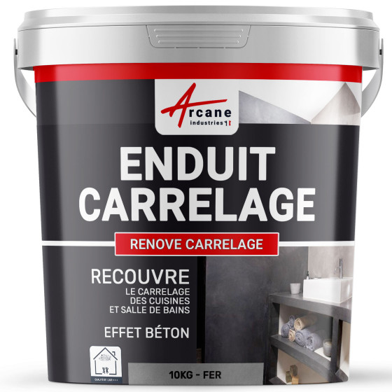 Enduit carrelage mur et sol pour salle de bain cuisine - RENOVE CARRELAGE-10Kg-Fer-Aspect / Couleur