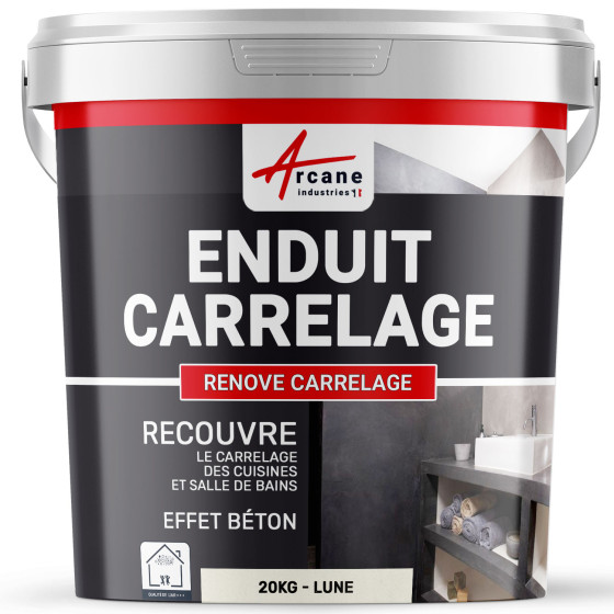 Enduit carrelage mur et sol pour salle de bain cuisine - RENOVE CARRELAGE-20Kg-Lune-Aspect / Couleur Enduit carrelage mur et sol pour salle de bain cuisine - RENOVE CARRELAGE-20Kg-Lune-Aspect / Couleur