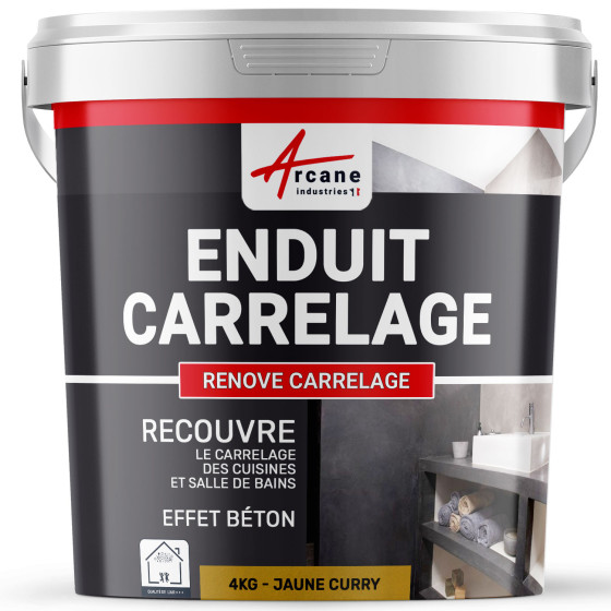 Enduit carrelage mur et sol pour salle de bain cuisine - RENOVE CARRELAGE-4Kg-Curry-Aspect / Couleur