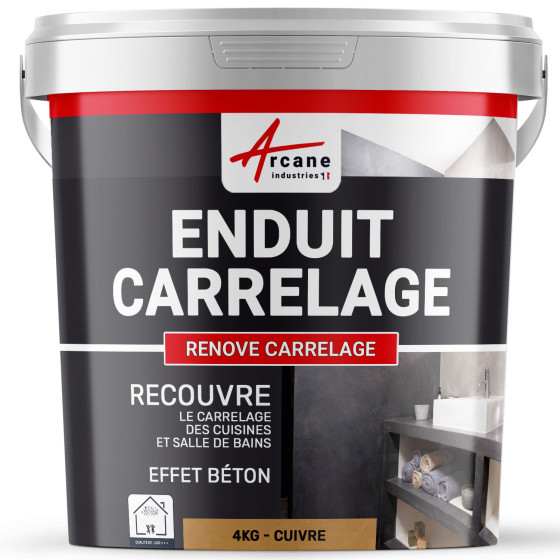 Enduit carrelage mur et sol pour salle de bain cuisine - RENOVE CARRELAGE-4Kg-Cuivre-Aspect / Couleur Enduit carrelage mur et sol pour salle de bain cuisine - RENOVE CARRELAGE-4Kg-Cuivre-Aspect / Couleur