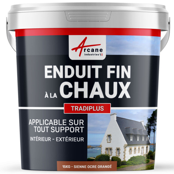 Enduit chaux fin pour décoration intérieure et extérieur - TRADIPLUS-kit15kg-SIENNE-Ocre-orange-Aspect / Couleur