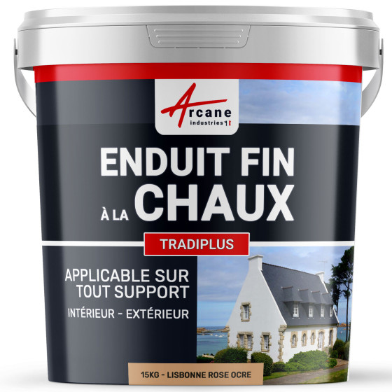 Enduit chaux fin pour décoration intérieure et extérieur - TRADIPLUS-kit15kg-LISBONNE-Rose-ocre-Aspect / Couleur