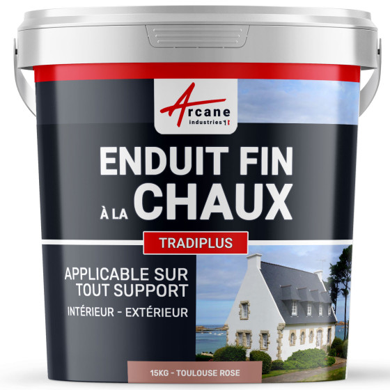 Enduit chaux fin pour décoration intérieure et extérieur - TRADIPLUS-kit15kg-TOULOUSE-Rose-Aspect / Couleur
