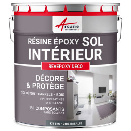 Résine Epoxy Pour Sol Intérieur - REVEPOXY DECO-kit5Kg-Gris-basalte-ral-7012-Aspect / Couleur