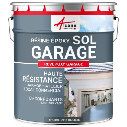 Résine sol garage / Peinture époxy sol : REVEPOXY GARAGE-kit5Kg-Gris-basalte-ral-7012-Aspect / Couleur