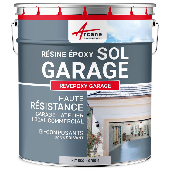 Résine sol garage / Peinture époxy sol : REVEPOXY GARAGE-kit5Kg-Gris-4-ral-7047-Aspect / Couleur