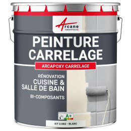 PEINTURE CARRELAGE CUISINE ET SALLE DE BAIN  - RÉSINE CARRELAGE-Kit2-5Kg-RAL-9003-Blanc-Aspect / Couleur