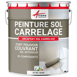 Peinture Sol Carrelage - Résine époxy pour sol carrelé-Kit1Kg-RAL-9003-Blanc-Aspect / Couleur