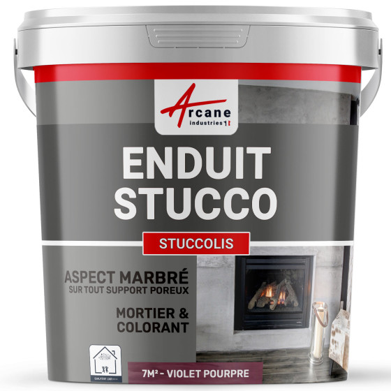 Peinture stucco, enduit STUCCOLIS avec mortier et colorant-kit7m2-Violet-pourpre-Aspect / Couleur
