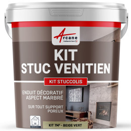 Kit stuc vénitien décoratif vénitien - KIT STUCCOLIS-kit7m2-Beige-vert-Aspect / Couleur