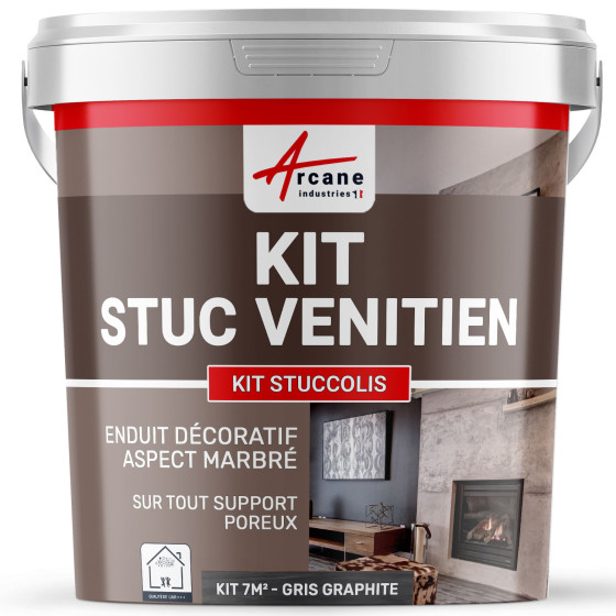 Kit stuc vénitien décoratif vénitien - KIT STUCCOLIS-kit7m2-Gris-graphite-Aspect / Couleur