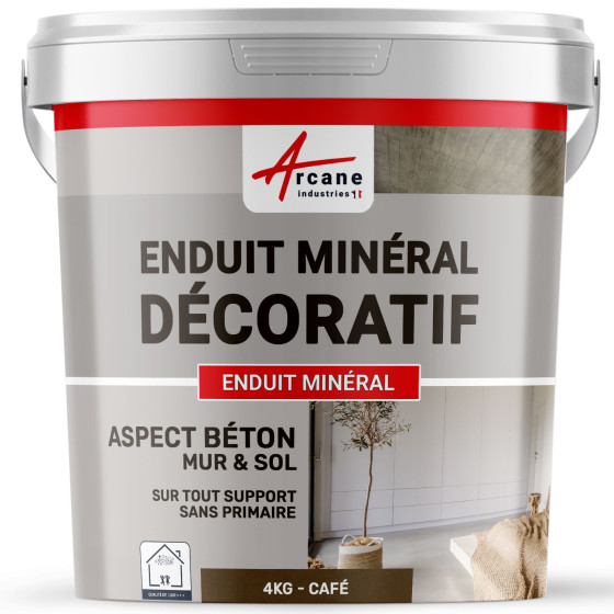 ENDUIT MINERAL DECORATIF COLORE ASPECT BETON - enduit de décoration murale et sol-4Kg-Cafe-Aspect / Couleur