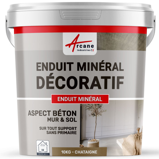 ENDUIT MINERAL DECORATIF COLORE ASPECT BETON - enduit de décoration murale et sol-10Kg-Chataigne-Aspect / Couleur ENDUIT MINERAL DECORATIF COLORE ASPECT BETON - enduit de décoration murale et sol-10Kg-Chataigne-Aspect / Couleur