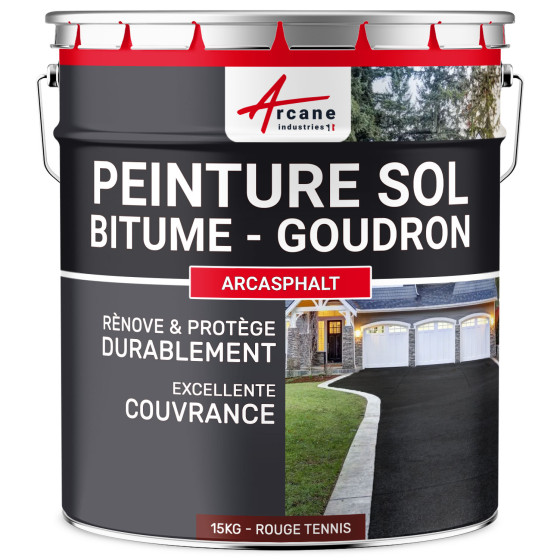 Peinture bitume / peinture goudron : Résine solpour asphalte, goudron, enrobé - ARCASPHALT - ROUGE TENNIS 15kg - Couleur / Aspe Peinture bitume / peinture goudron : Résine solpour asphalte, goudron, enrobé - ARCASPHALT - ROUGE TENNIS 15kg - Couleur / Aspe