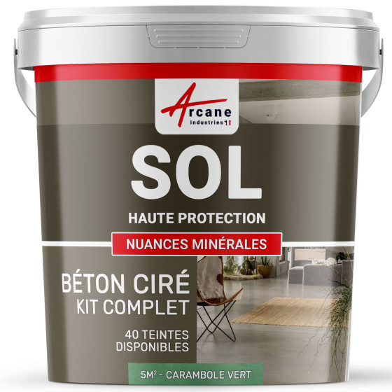 KIT BETON CIRE SOL HAUTE PROTECTION-kit5m2-Carambole-Vert-Aspect / Couleur