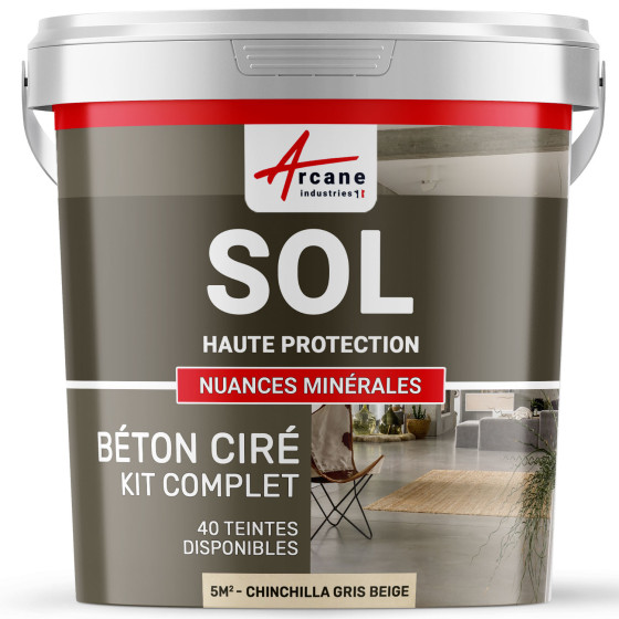 KIT BETON CIRE SOL HAUTE PROTECTION-kit5m2-Chinchilla-Gris-Beige-Aspect / Couleur