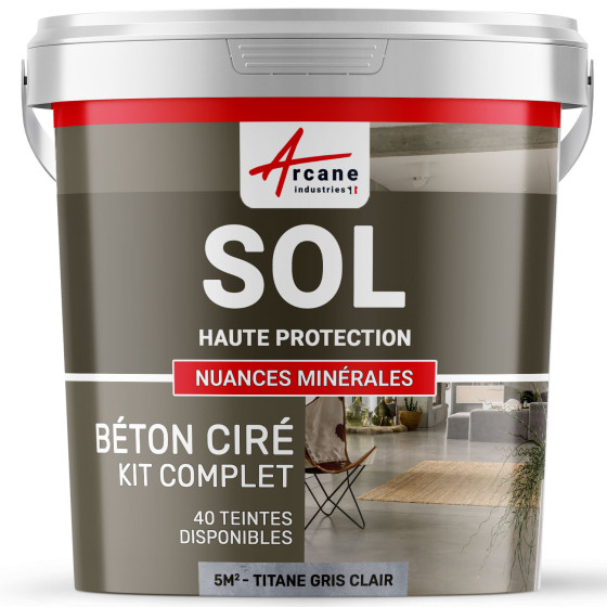 KIT BETON CIRE SOL HAUTE PROTECTION-kit5m2-Titane-Gris-clair-Aspect / Couleur