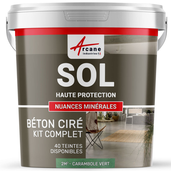 KIT BETON CIRE SOL HAUTE PROTECTION-kit2m2-Carambole-Vert-Aspect / Couleur