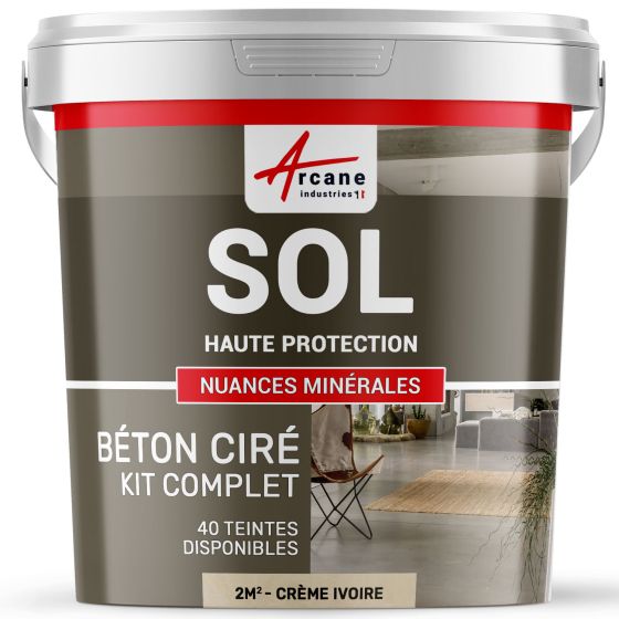 KIT BETON CIRE SOL HAUTE PROTECTION-kit2m2-Creme-Ivoire-Aspect / Couleur